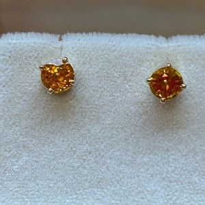 Vintage 14k Gold Four Prong One Carat Topaz (Semi Precious) Stud Earrings